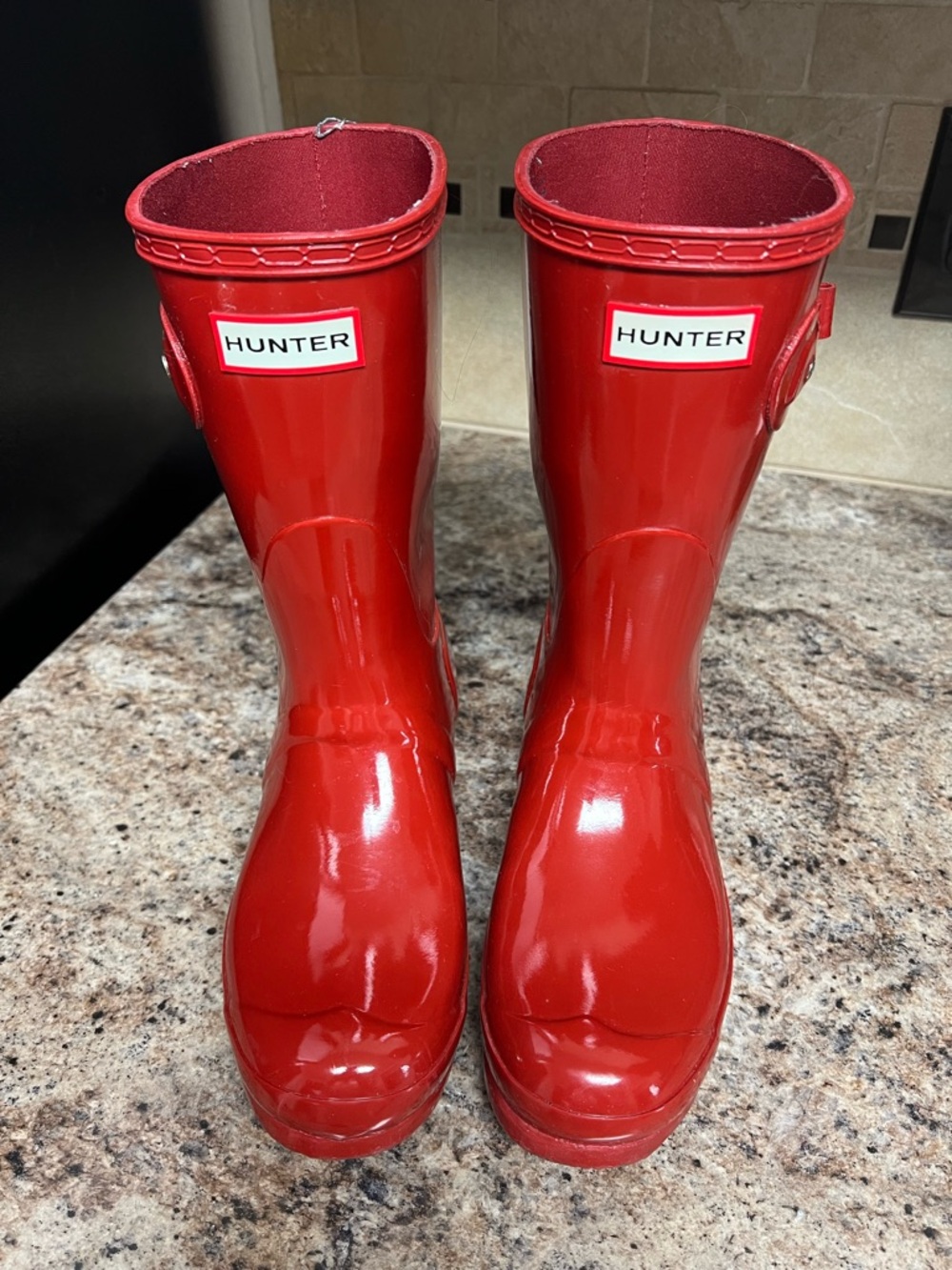 Hunter Glossy Red Mid-Calf Rain Boots